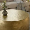 Runder Couchtisch ORIENT III 60cm gold Metall Hammerschlag Design handmade