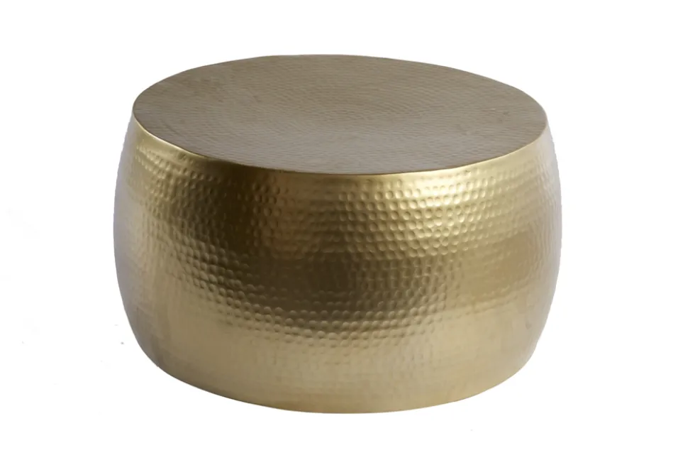 Runder Couchtisch ORIENT III 60cm gold Metall Hammerschlag Design handmade