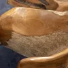 Runder Couchtisch ROOT 100cm natur Teak Massivholz aus Wurzelholz mit Glasplatte