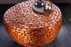 Runder Couchtisch STONE MOSAIC 75cm kupfer Metall Mosaik handmade