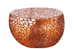 Runder Couchtisch STONE MOSAIC 75cm kupfer Metall Mosaik handmade