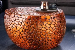 Runder Couchtisch STONE MOSAIC 75cm kupfer Metall Mosaik handmade