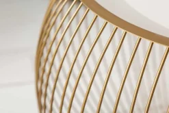 Runder Couchtisch STORAGE 40cm gold weiß Metall Tablett Beistelltisch mit Stauraum handmade