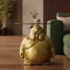 Runder Couchtisch SUMO 55cm gold Skulptur handmade