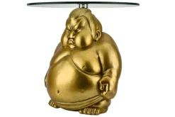 Runder Couchtisch SUMO 55cm gold Skulptur handmade