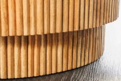 Runder Couchtisch TRES CHIC 60cm weiß Marmor natur Mangoholz mit Stauraum