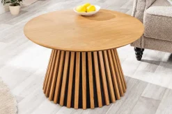 Runder Couchtisch VALHALLA WOOD 70cm natur Eichenholz Säulenfuß