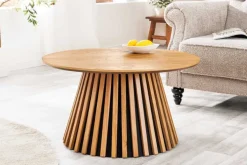 Runder Couchtisch VALHALLA WOOD 70cm natur Eichenholz Säulenfuß