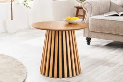 Runder Couchtisch VALHALLA WOOD 50cm natur Eichenholz Säulenfuß