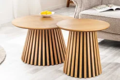 Runder Couchtisch VALHALLA WOOD 50cm natur Eichenholz Säulenfuß