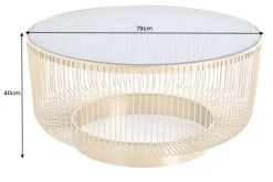 Runder Couchtisch VARIATION 80cm gold Metallgestell Schwarzglas Handarbeit