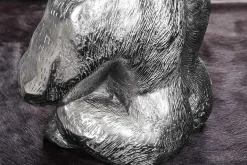Runder Couchtisch WILDLIFE KONG 60cm silber Metall Glas Affenfigur Gorilla Skulptur handmade