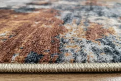 Runder Design Teppich MODERN ART 230cm beige grau kupfer Kurzflor Indoor