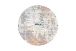Runder Design Teppich MODERN ART 230cm beige grau kupfer Kurzflor Indoor