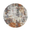 Runder Design Teppich MODERN ART 150cm beige grau kupfer Kurzflor Indoor