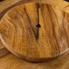 Runder Drehteller MAKASSAR 50cm braun Sheesham Massivholz stone finish handmade