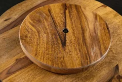 Runder Drehteller MAKASSAR 50cm braun Sheesham Massivholz stone finish handmade