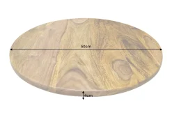 Runder Drehteller MAKASSAR 50cm braun Sheesham Massivholz stone finish handmade