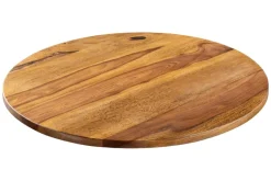 Runder Drehteller MAKASSAR 50cm braun Sheesham Massivholz stone finish handmade