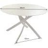 Runder Esstisch ALPINE 120cm natur Travertin Keramik champagner greige Metall