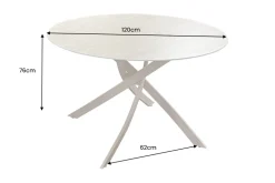 Runder Esstisch ALPINE 120cm natur Travertin Keramik champagner greige Metall