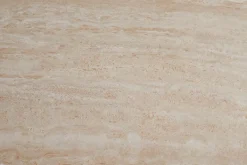 Runder Esstisch ALPINE 120cm natur Travertin Keramik champagner greige Metall
