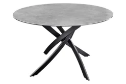 Runder Esstisch ALPINE 120cm anthrazit Keramik schwarzes Metallgestell