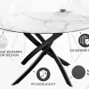 Runder Esstisch ALPINE 120cm weiß Marmor Keramik schwarzes Metallgestell
