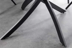 Runder Esstisch ALPINE 120cm weiß Marmor Keramik schwarzes Metallgestell