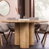 Runder Esstisch ART DECO 140cm natur Mangoholz massiv mit Säulenfüßen