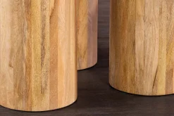Runder Esstisch ART DECO 140cm natur Mangoholz massiv mit Säulenfüßen