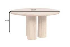 Runder Esstisch ART DECO 140cm natur Mangoholz massiv mit Säulenfüßen