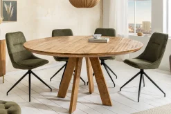 Runder Esstisch ART WOOD 120cm braun massiv Mangoholz