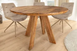 Runder Esstisch ART WOOD 100cm braun massiv Mangoholz