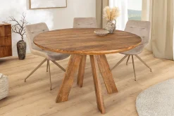 Runder Esstisch ART WOOD 100cm braun massiv Mangoholz
