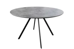 Runder Esstisch ATELIER 120cm grau Beton-Design schwarz Metall