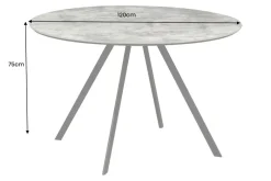 Runder Esstisch ATELIER 120cm grau Beton-Design schwarz Metall