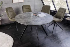 Runder Esstisch ATELIER 100cm grau Beton-Design schwarz Metall