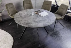 Runder Esstisch ATELIER 100cm grau Beton-Design schwarz Metall