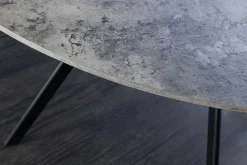 Runder Esstisch ATELIER 100cm grau Beton-Design schwarz Metall
