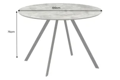 Runder Esstisch ATELIER 100cm grau Beton-Design schwarz Metall