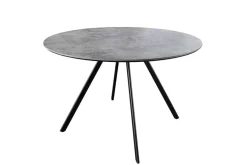 Runder Esstisch ATELIER 100cm grau Beton-Design schwarz Metall