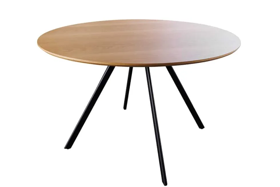 Runder Esstisch ATELIER 120cm natur Eiche schwarz Metall