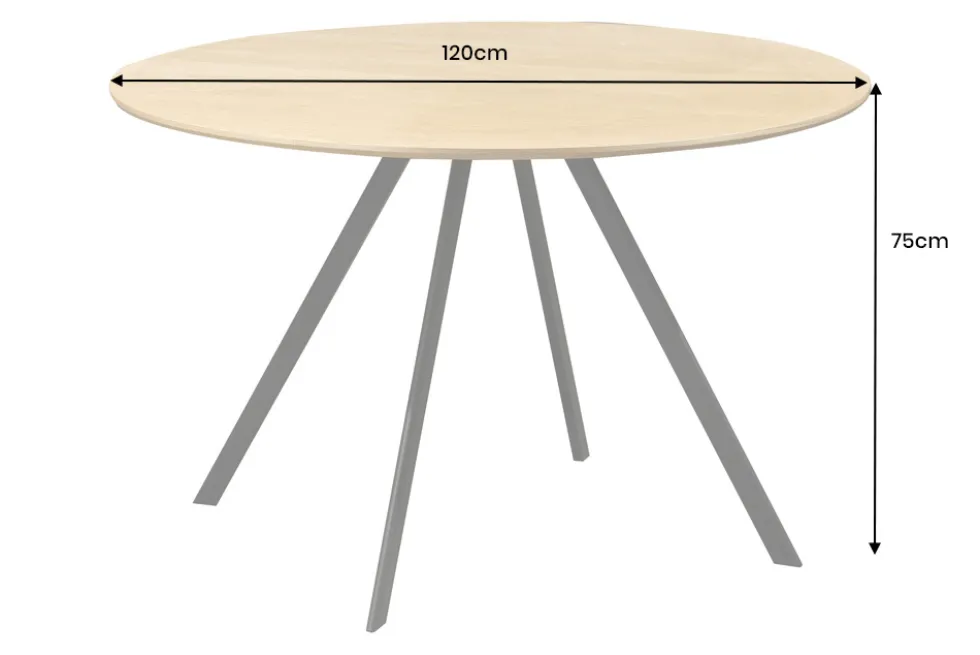 Runder Esstisch ATELIER 120cm natur Eiche schwarz Metall