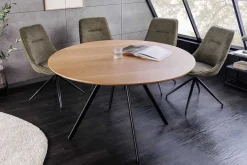 Runder Esstisch ATELIER 120cm natur Eiche schwarz Metall