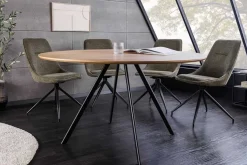 Runder Esstisch ATELIER 120cm natur Eiche schwarz Metall