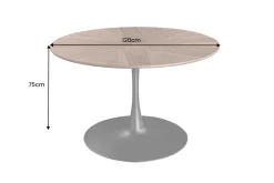 Runder Esstisch ATELIER 120cm braun Walnuss schwarzer Metall Säulenfuß