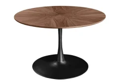 Runder Esstisch ATELIER 120cm braun Walnuss schwarzer Metall Säulenfuß
