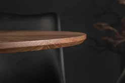 Runder Esstisch ATELIER 120cm braun Walnuss schwarzer Metall Säulenfuß