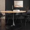 Runder Esstisch ATELIER 120cm natur Eiche schwarz Metall Säulenfuß
